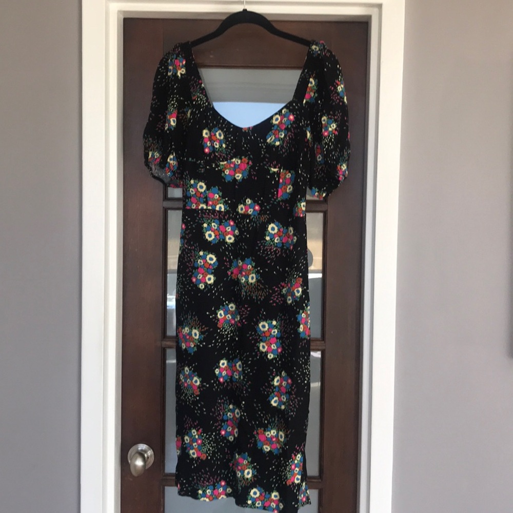 Anthropologie floral balloon sleeve dress